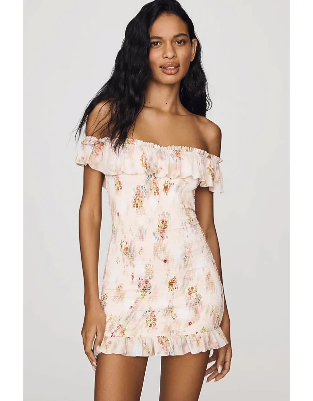Syra Mini Dress With Ruffle Detailing And Off-shoulder Neckline