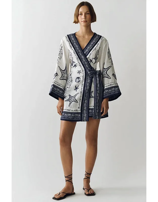 Linen Wrap Mini Dress