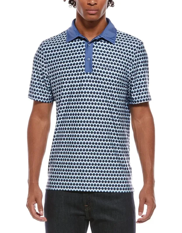 Retro Geo Tech Jersey Sports Fit Polo Shirt