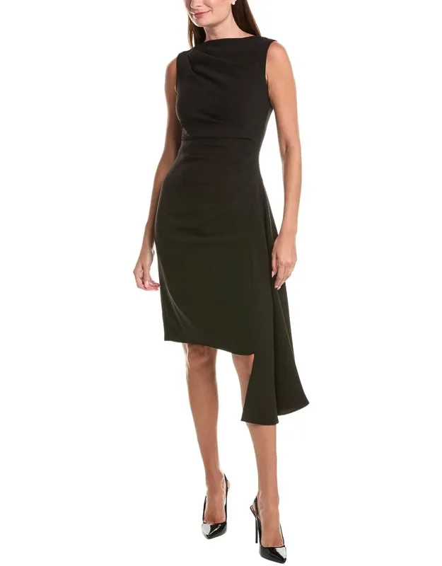 Crepe Asymmetrical Hem Ruched Side Dress