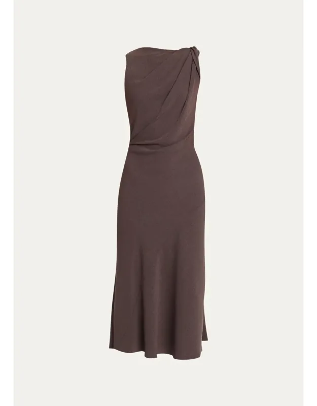 Twisted Shoulder Midi Dress