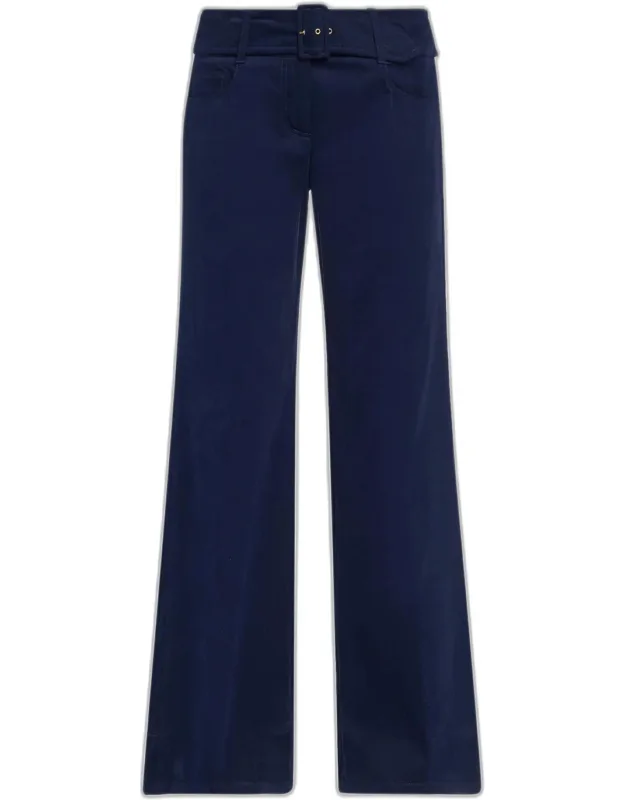 Belted Cotton Flared Trousers