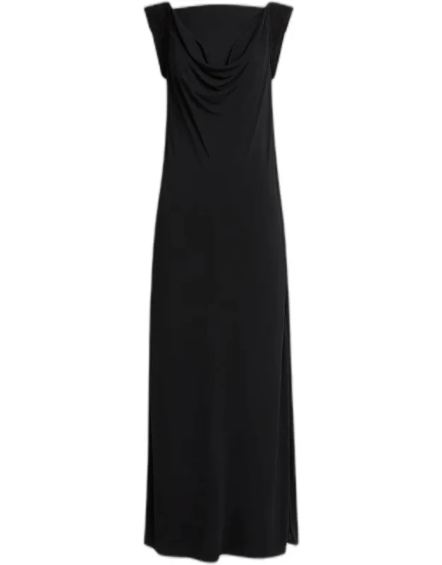 Draped Crepe Jersey Maxi Dress