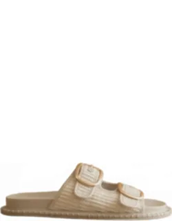 Daytona Two-tone Raffia Buckle Sandals