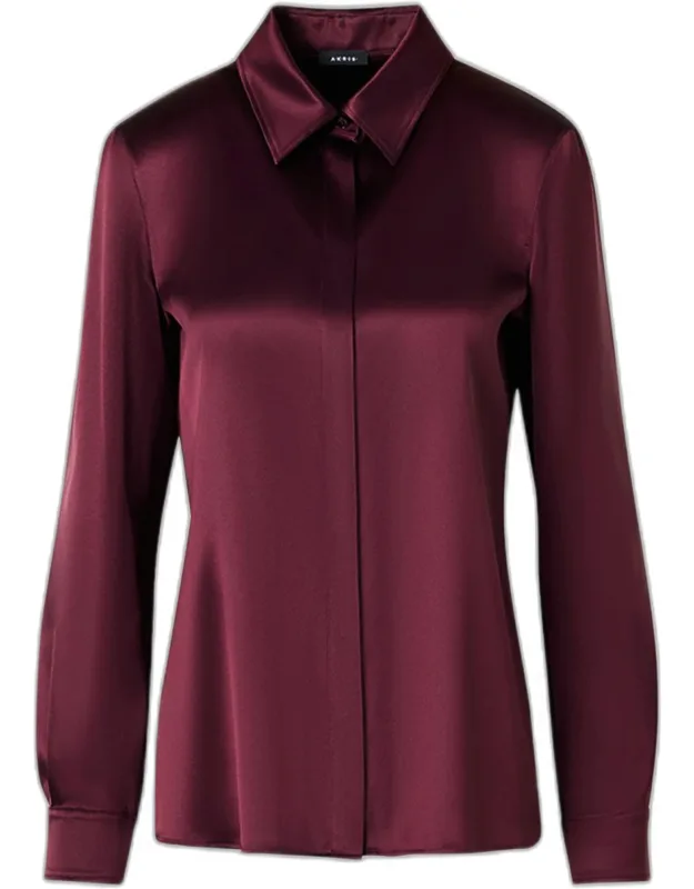 Silk Satin Button-down Blouse