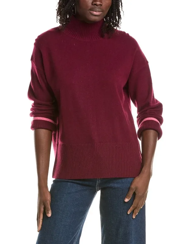 Split Hem Mock Neck Cashmere Sweater