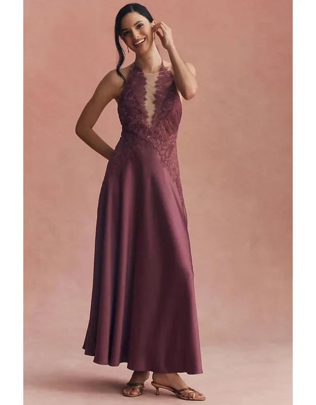 Lace Appliqué Maxi Dress