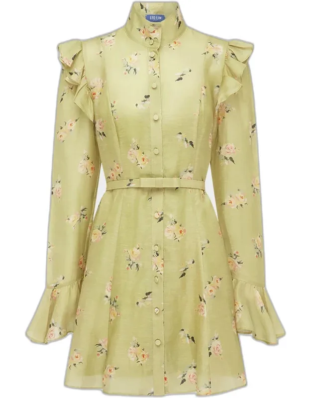 Ruffle-trim Floral Mini Dress