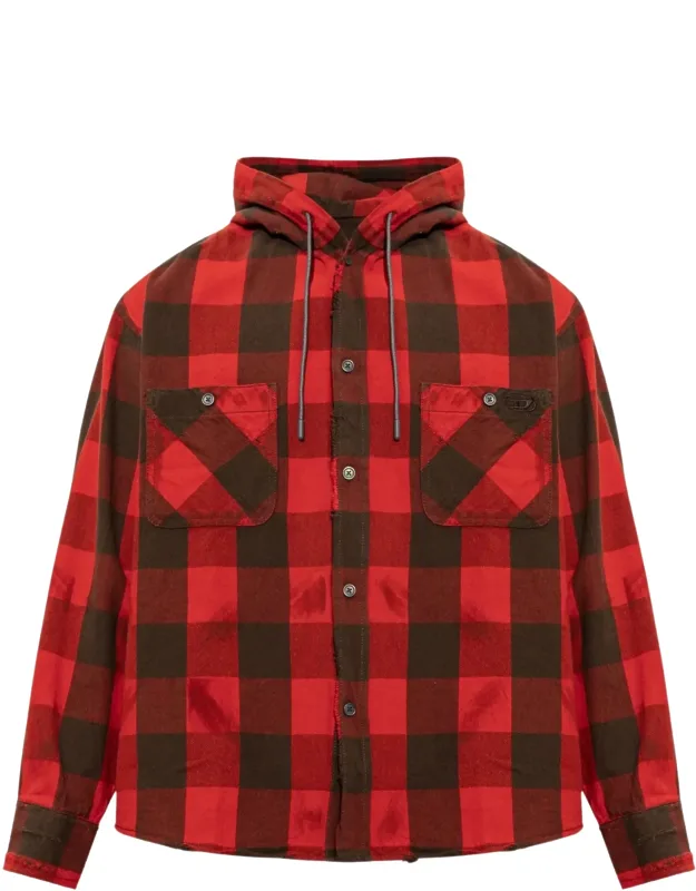 Check Flannel Hooded Shirt