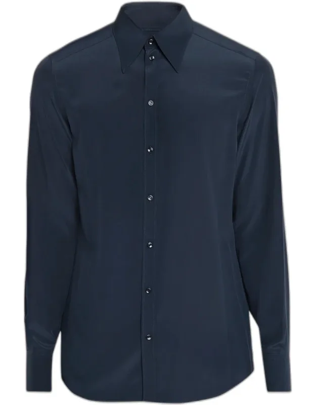 Point Collar Silk Shirt