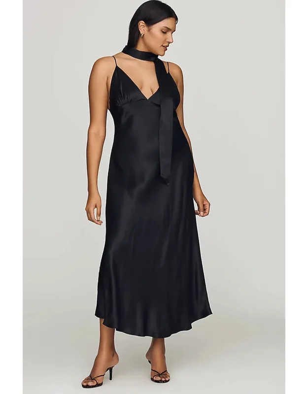 Scarf-neck Midi Dress