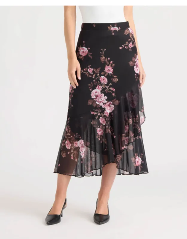 Ruffle Hem Mesh Skirt