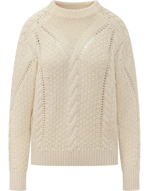 Cable-knit Pointelle-trim Sweater