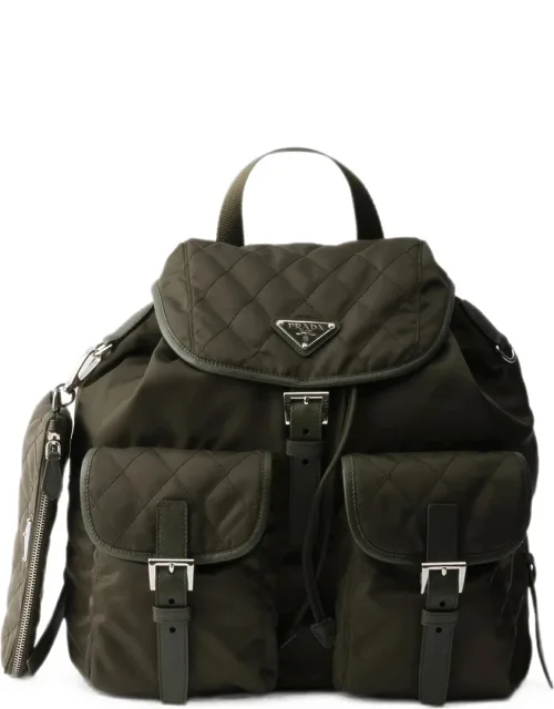 Medium Quilted Re-nylon Backpack With Saffiano Leather Trim