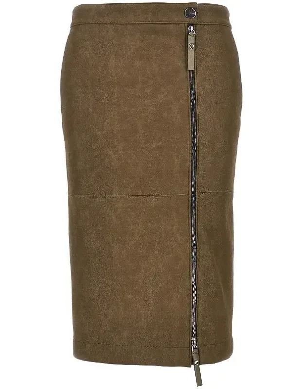 Faux Nubuck Leather Pencil Skirt
