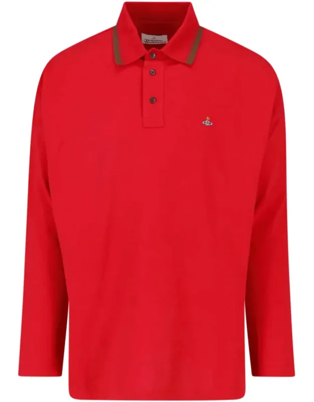 Long-sleeve Piqué Cotton Polo Shirt