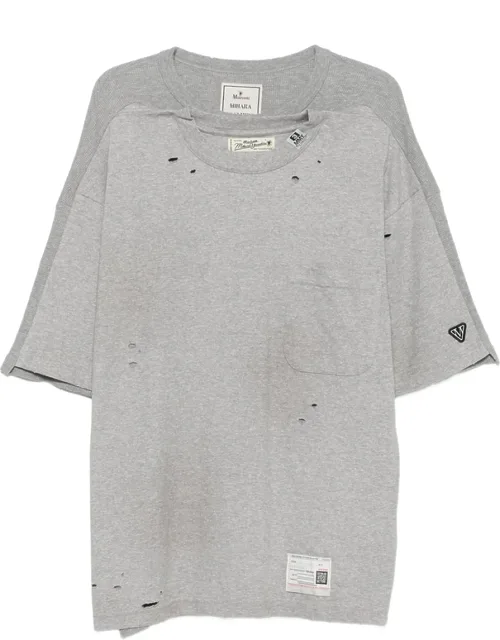 Distressed-effect Layered-detail T-shirt