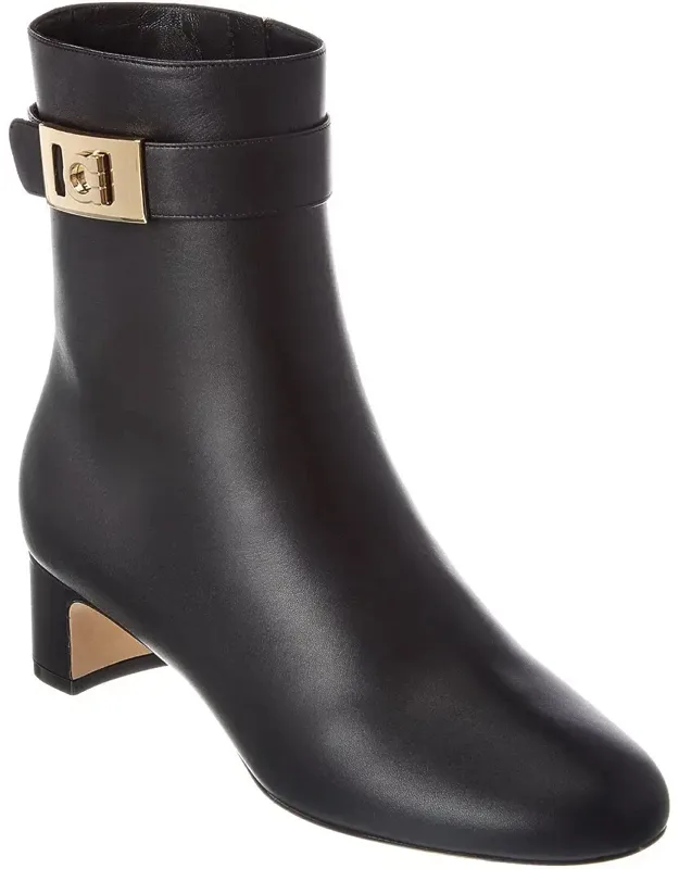 Hug Buckle Leather Bootie