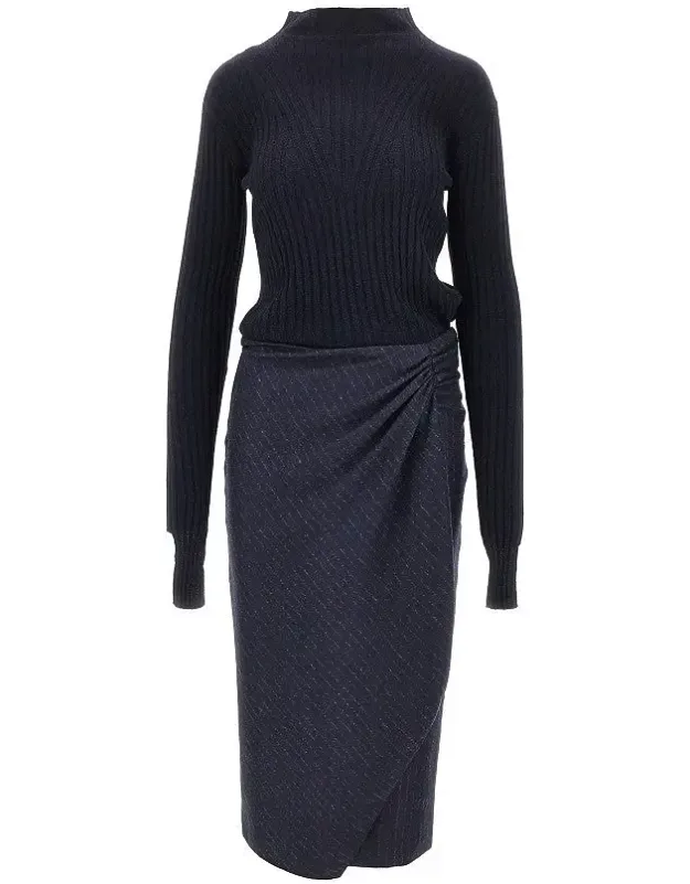 Knitted Midi Skirt With Pinstripes