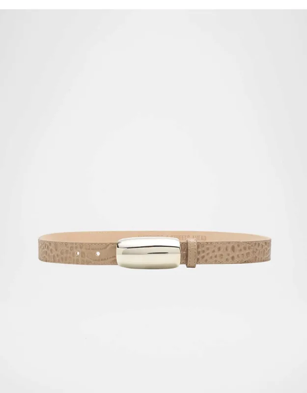 Marlowe Croc-embossed Leather Belt