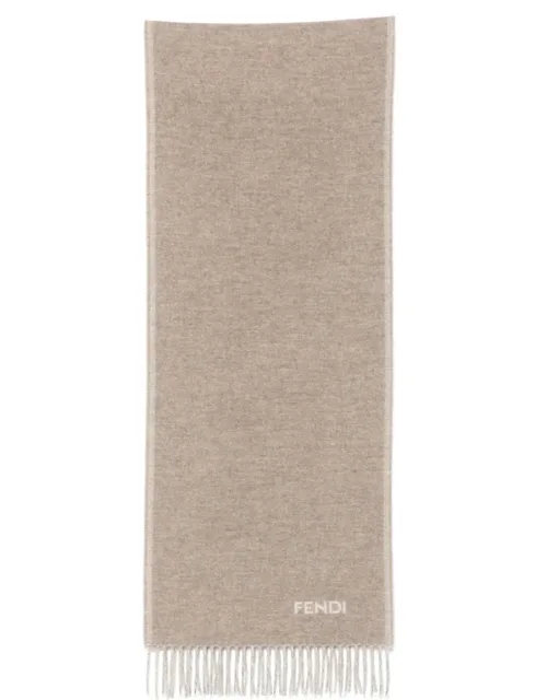 Logo-intarsia Fringed Scarf