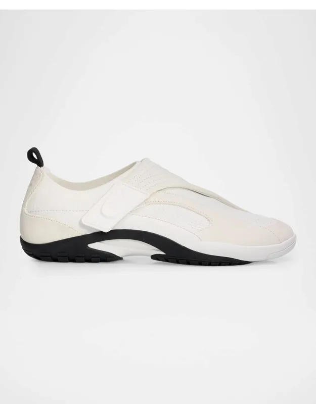 Mesh Knit And Leather Grip-strap Sneakers
