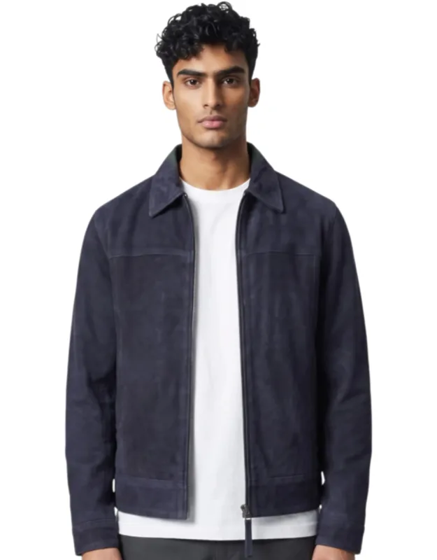 Goat Suede Leather Harrington Biker Jacket