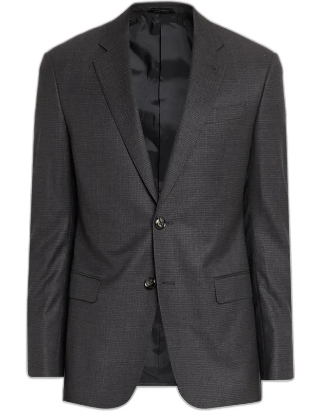 Soft Line Wool Micro-check Sport Coat
