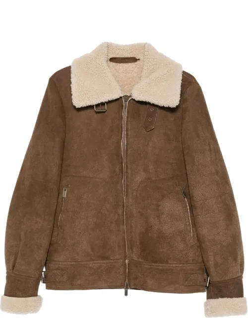 Shearling-trim Leather Jacket