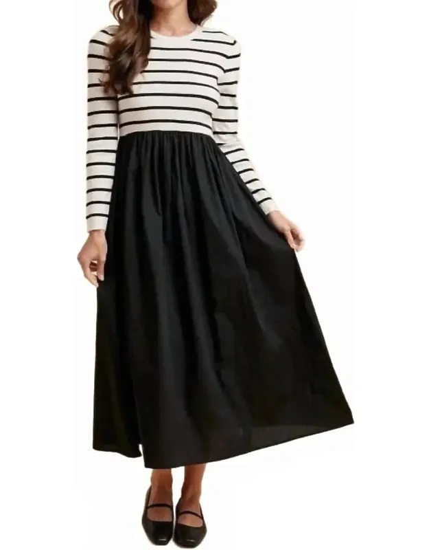 Striped Poplin Midi Dress