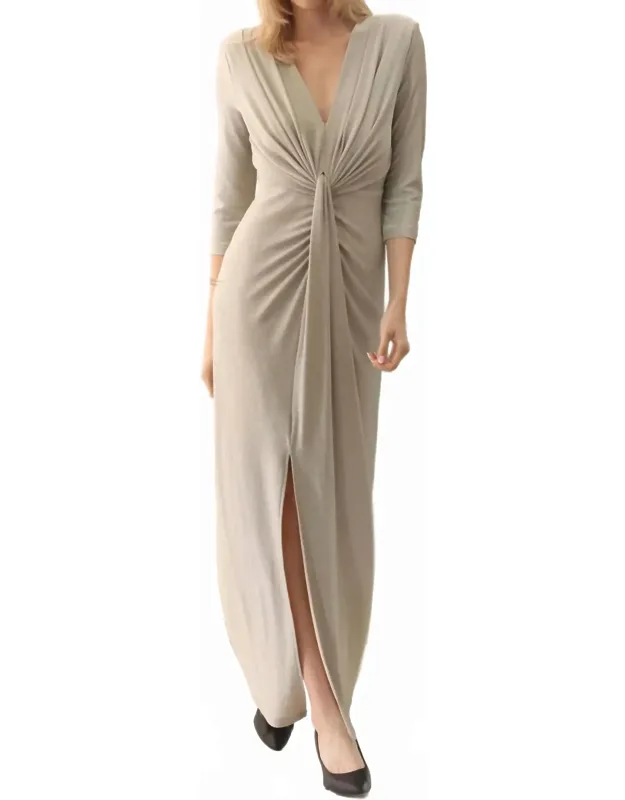 Sparkle Knit Draped Front Long Dress