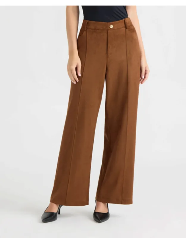 Vegan Suede Wide Leg Pants With Pleat
