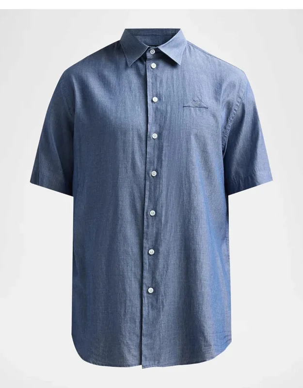 Chambray Self-fabric Logo Short-sleeve Shirt