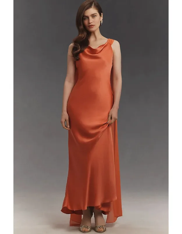 Open-back Satin Maxi Dress