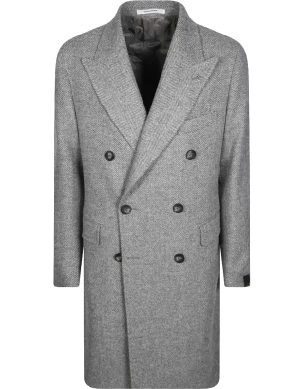 Herringbone Double-breasted Coat