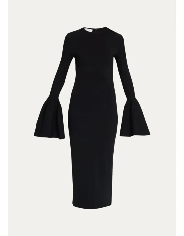 Knit Bell-sleeve Midi Dress