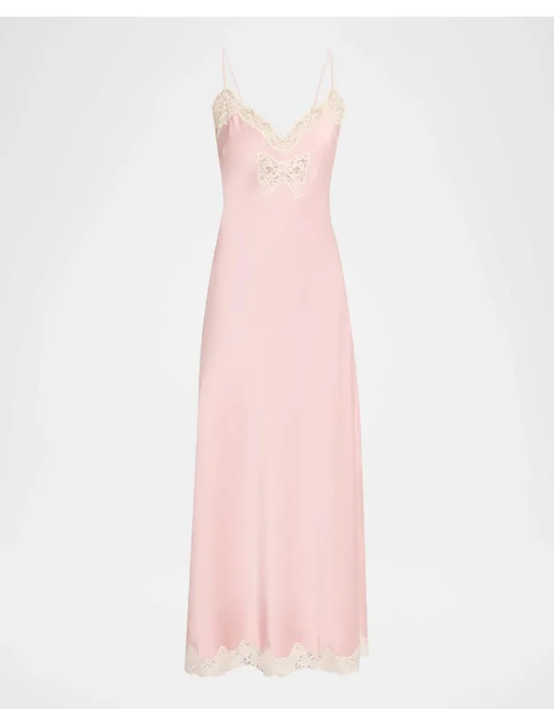 Lomira Bow Applique Satin Slip Dress