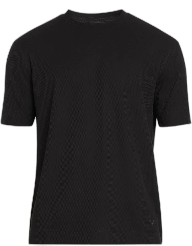 Cotton Geometric Jacquard Crewneck T-shirt