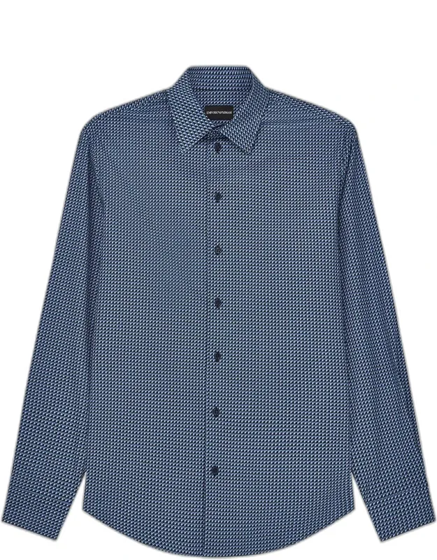 Geometric Cotton-stretch Sport Shirt