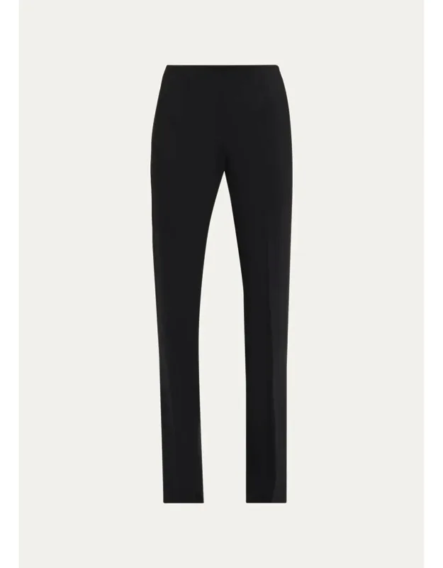 Stretch Wool Straight-leg Pants