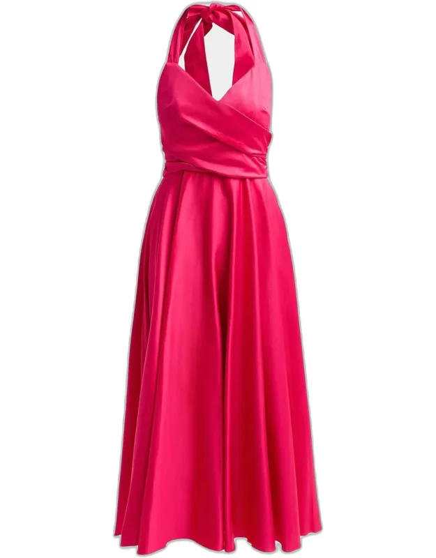 Ruched Halter Midi Dress