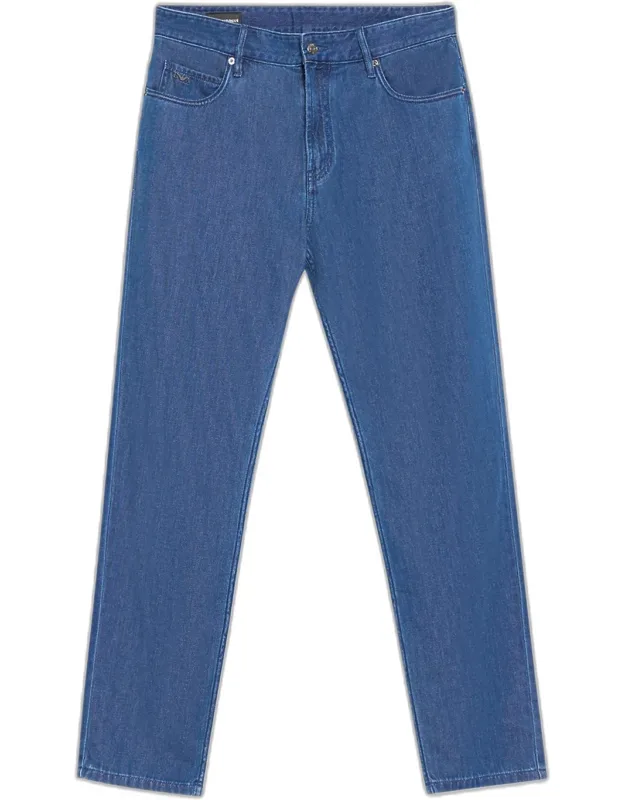 Medium-wash Denim Straight-leg Jeans
