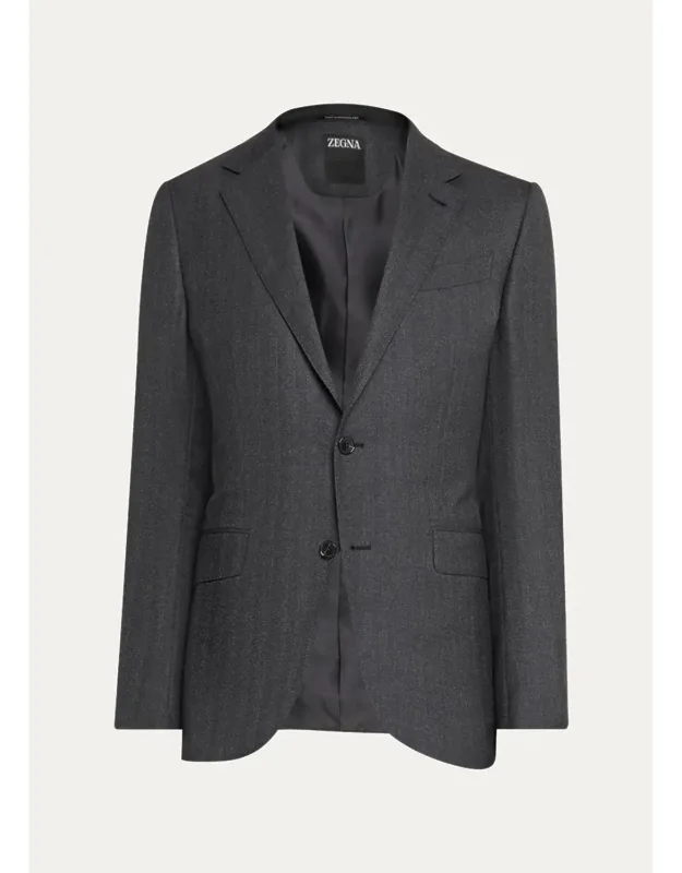 Wool Micro-chevron Two-piece Suit