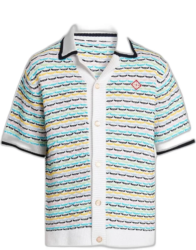 Tuck-stitch Cotton Knit Shirt