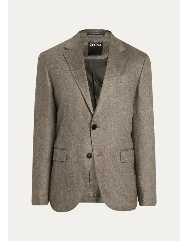 Cashmere Herringbone Single-breasted Sport Coat