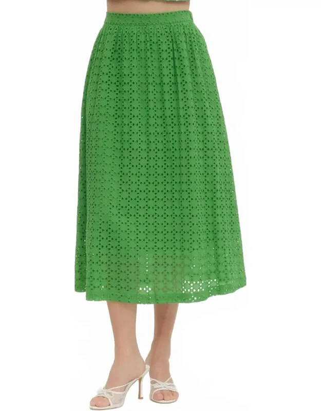 Eyelet Detailed Midi Skirt