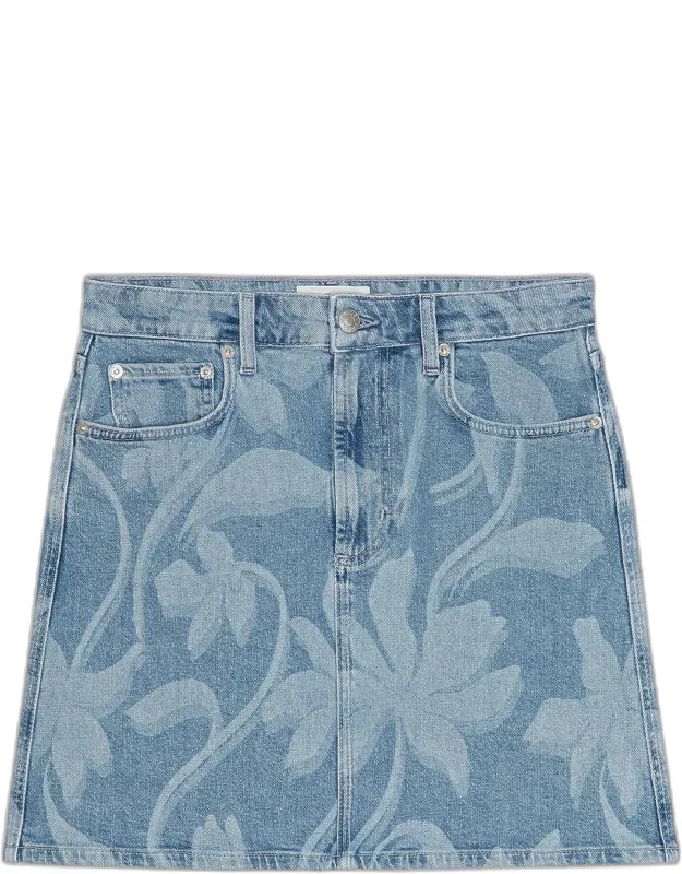 Floral Denim Mini Skirt