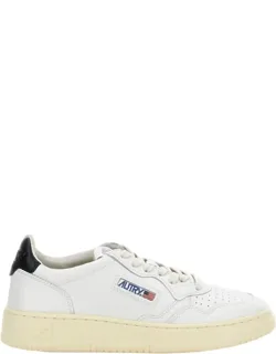 White Medalist Low Leather Sneakers With Perforated Toe Box And Rubber Outsole