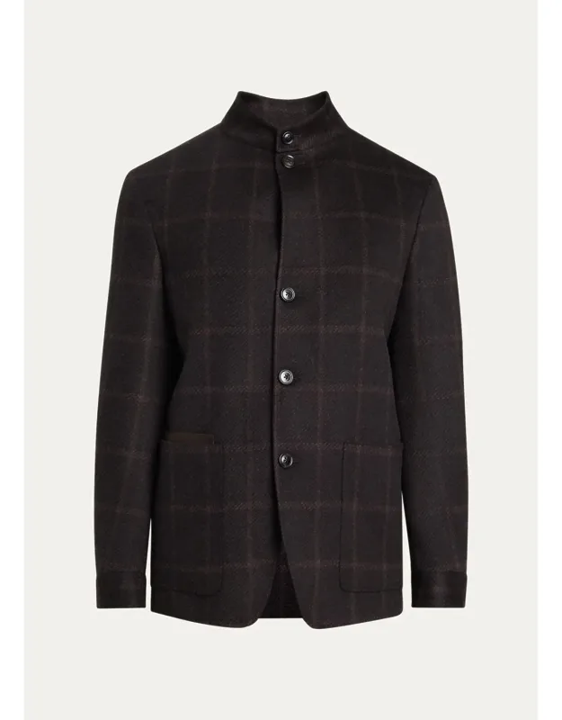 Cashmere Grid Check Chore Jacket