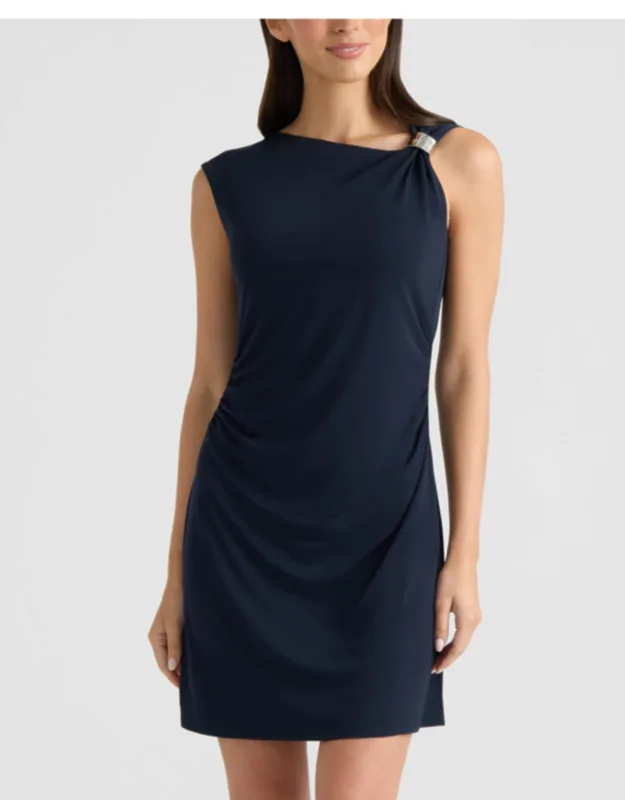 Asymmetrical Neckline Knit Mini Dress